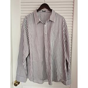 COOF ANDY PERFORMANCE DRESS SHIRT GREY STRIPE MENS SIZE XXL 2X‎